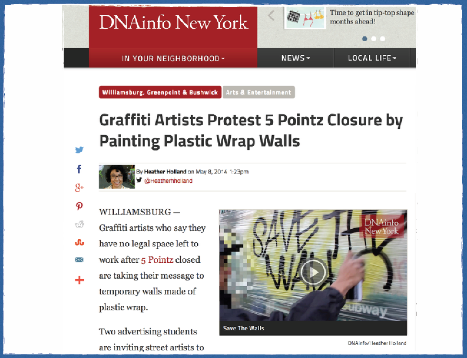 Article in DNAinfo New York