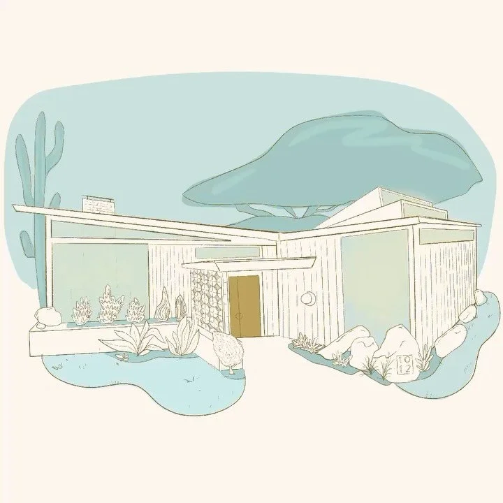 I like rocks 🪨 
.
.
.
.
#digitalillustration #midcenturymodern #modern #archtecture #sketch