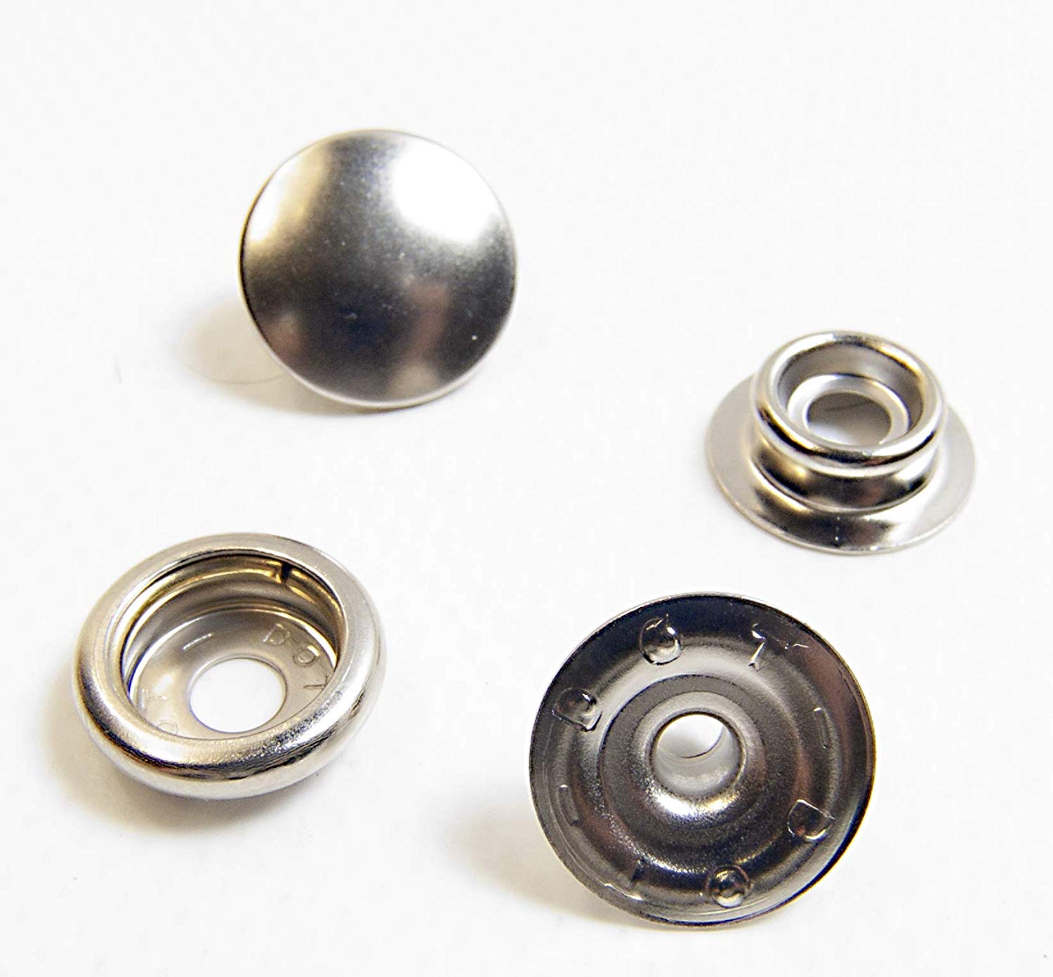 Nickel Plated Brass Snap Fasteners 3/16 Post on Cap & 1/4 Post