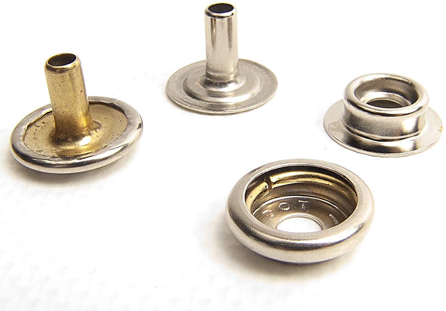 Nickel Plated Brass Snaps w/ Extra Long 5/16 Posts on Caps and 3/8 Posts  on Eyelet for Thick Fabric or Carpet — Northwest Tarp & Canvas