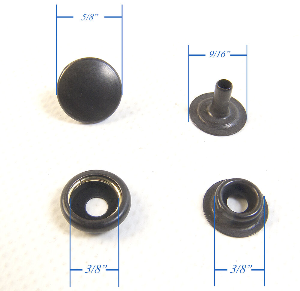 Pull The Dot Snap Fastener, Locking Snap, One-Way Snap, Black Oxide Finish,  5 Piece