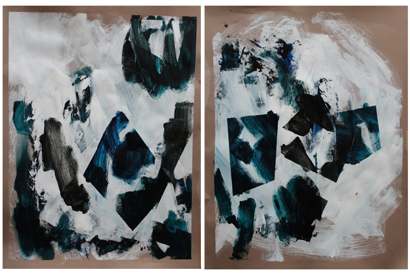 Acrylic on brown paper. Each 20 x 25"