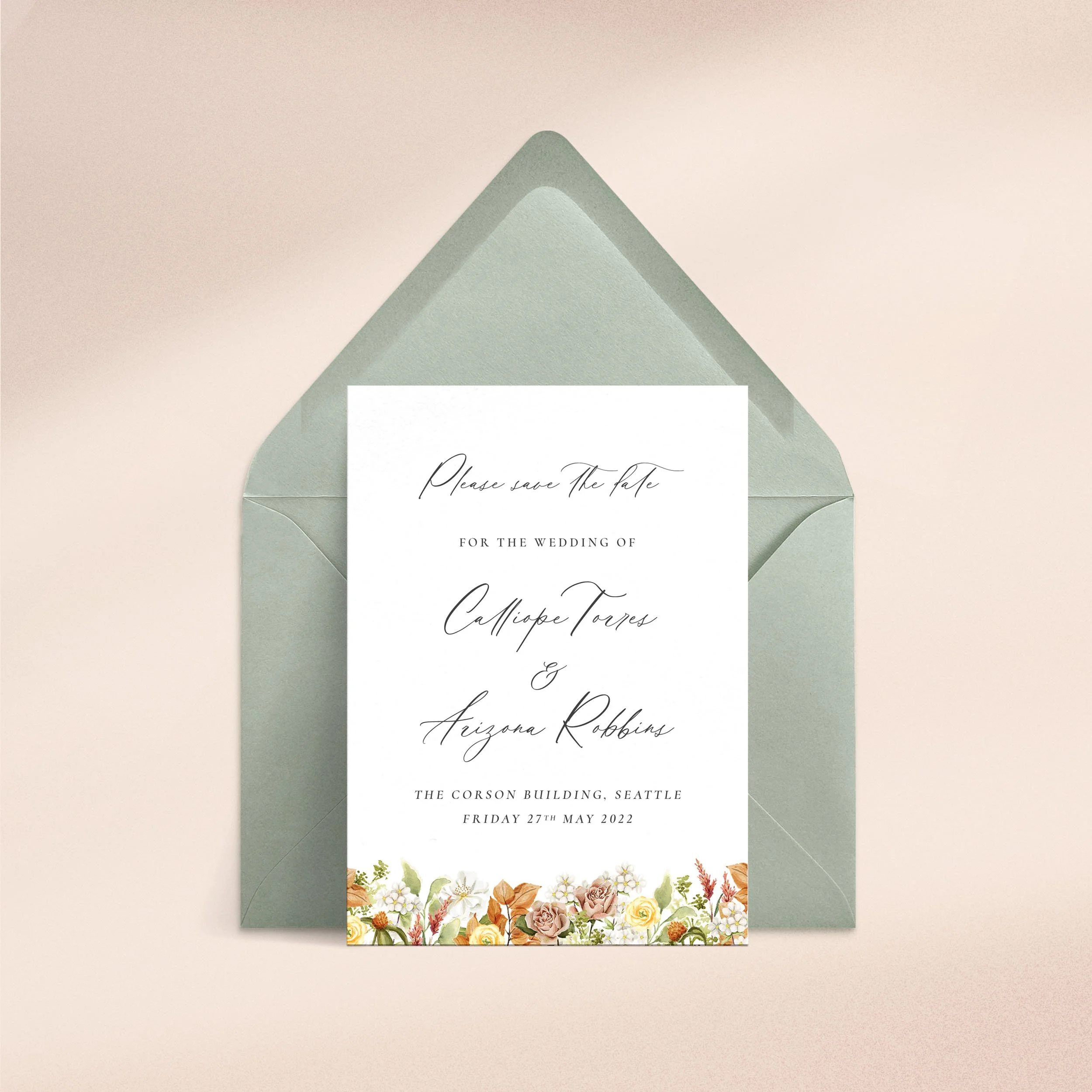 October - Save the Date   Autumn, Floral  