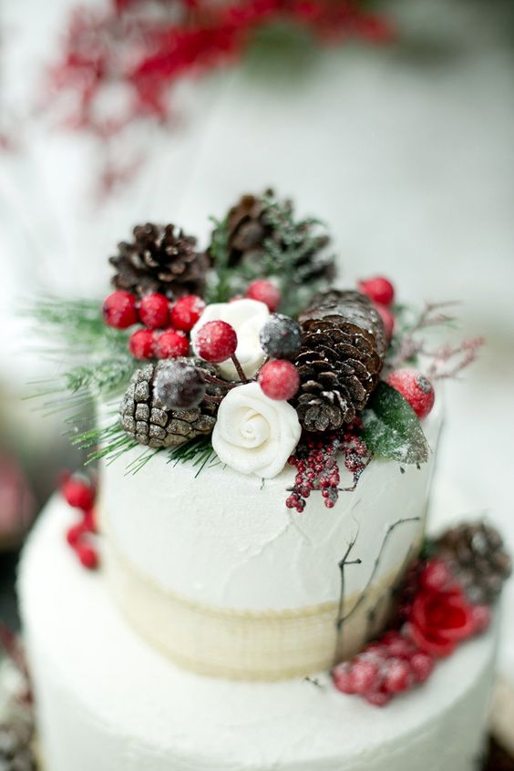 Winter Wedding Theme, Christmas Wedding Ideas, December Wedding Inspiration - Cake.jpg