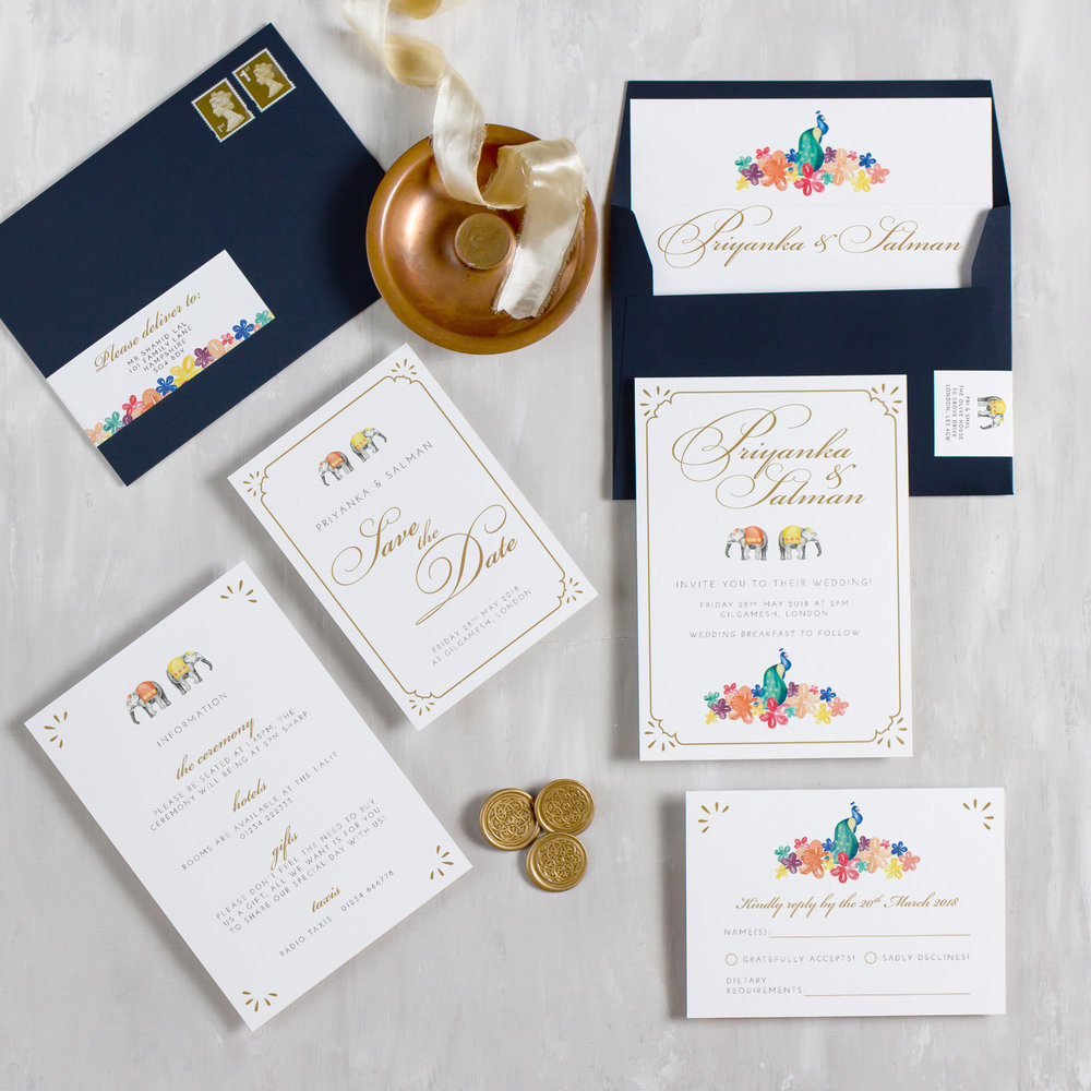 Indian-Summer-Wedding-Stationery-Luxury-Unique-Hand-Painted-Botanical-Peacock-Elephant-Summer-Bright-Gold-Hand-Painted-Wedding-Invitation-Collection-Pingle-Pie.jpg