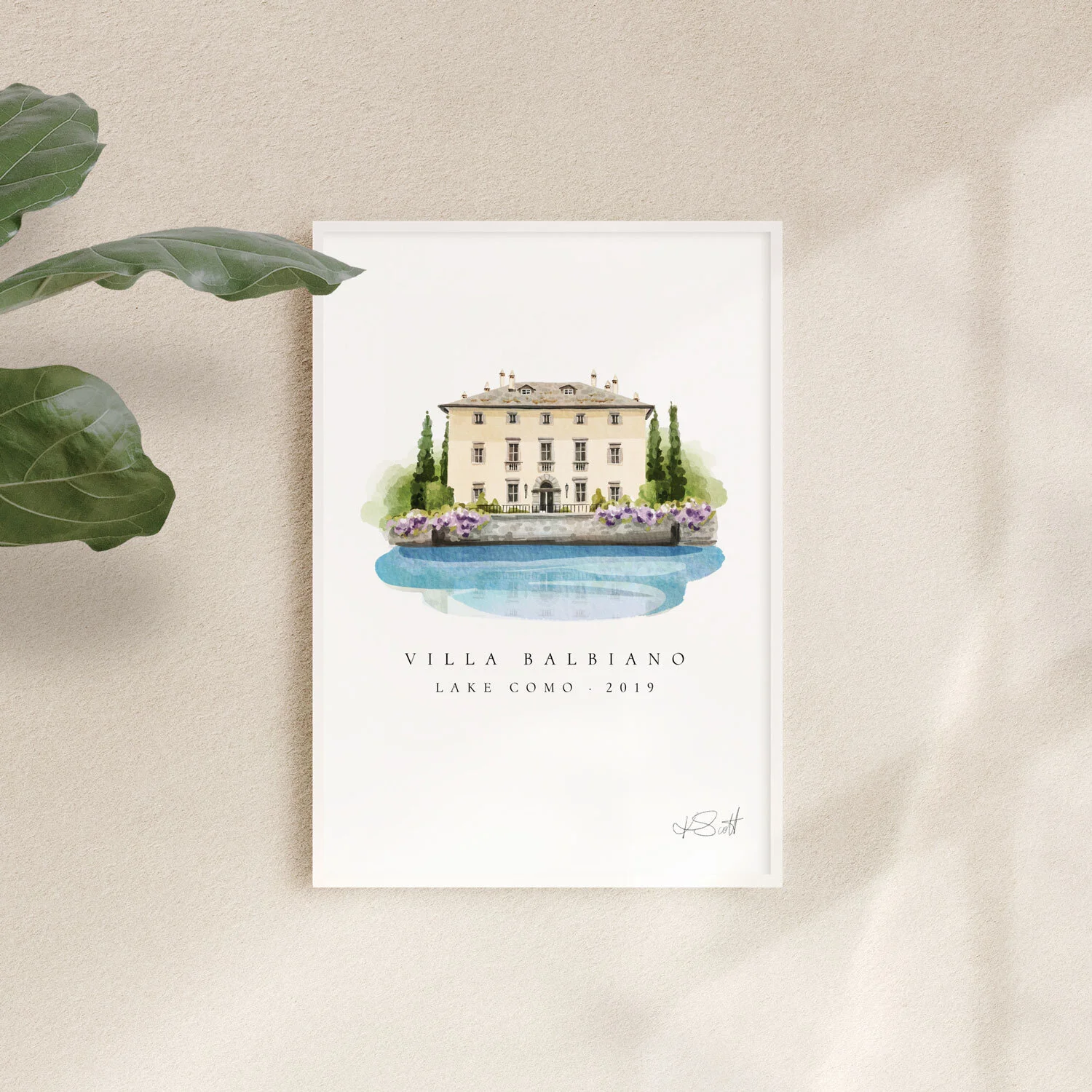 Custom-watercolour-venue-illustration,-watercolour-venue-portrait,-stylised-venue-portrait-framed-and-hung-on-wall-Villa-Balbiano.jpg