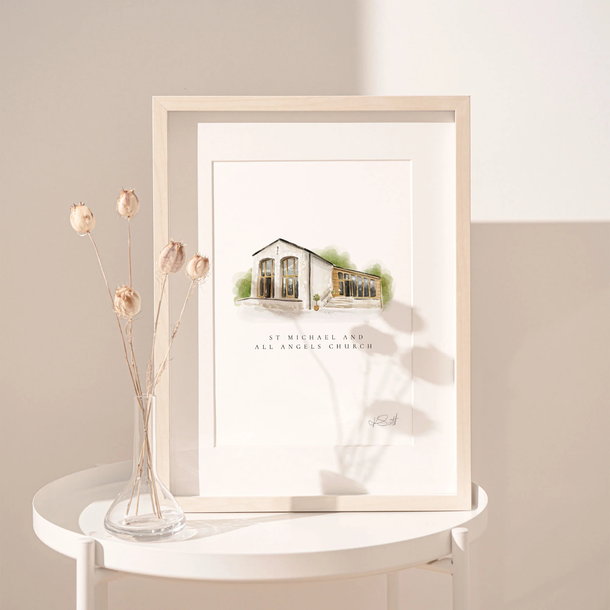 Custom-watercolour-venue-illustration,-watercolour-venue-portrait,-stylised-venue-portrait-St-Michael-and-all-angels-church-in-situ.jpg