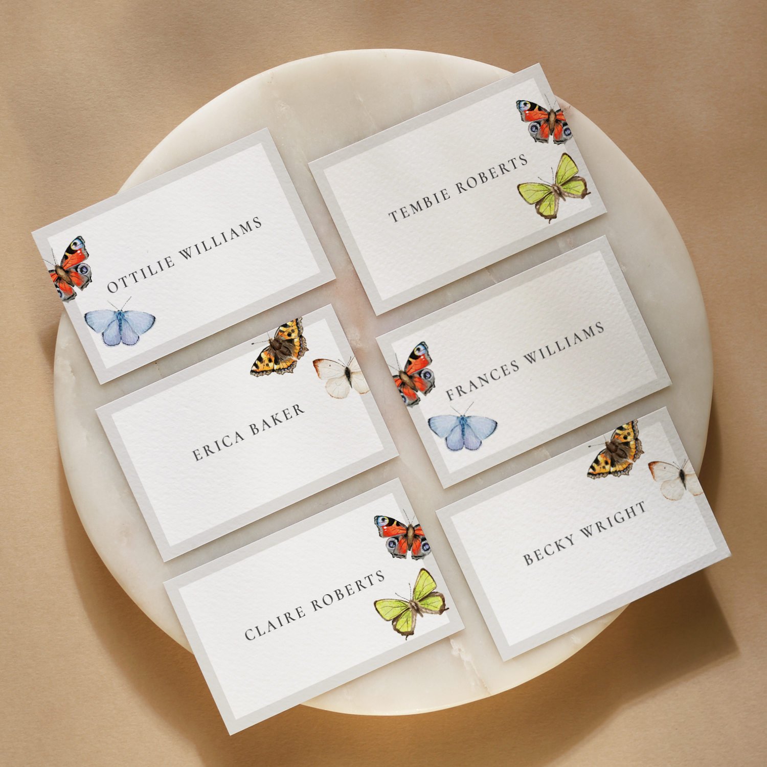 Colourful Illustrated Butterflies Place Card 3.jpg