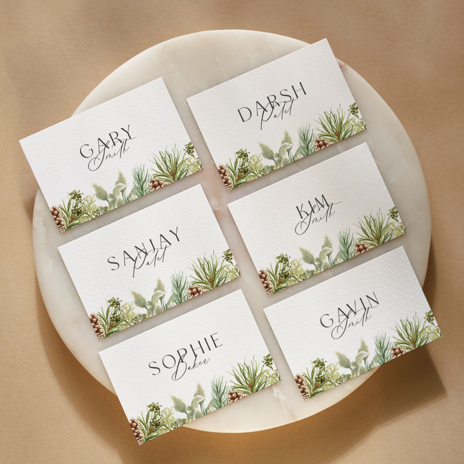 Winter Spruce, Pine Cones Place Card 3.jpg