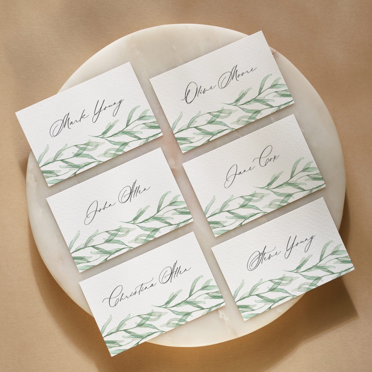 Dainty Watercolour Leaves Place Card 3.jpg