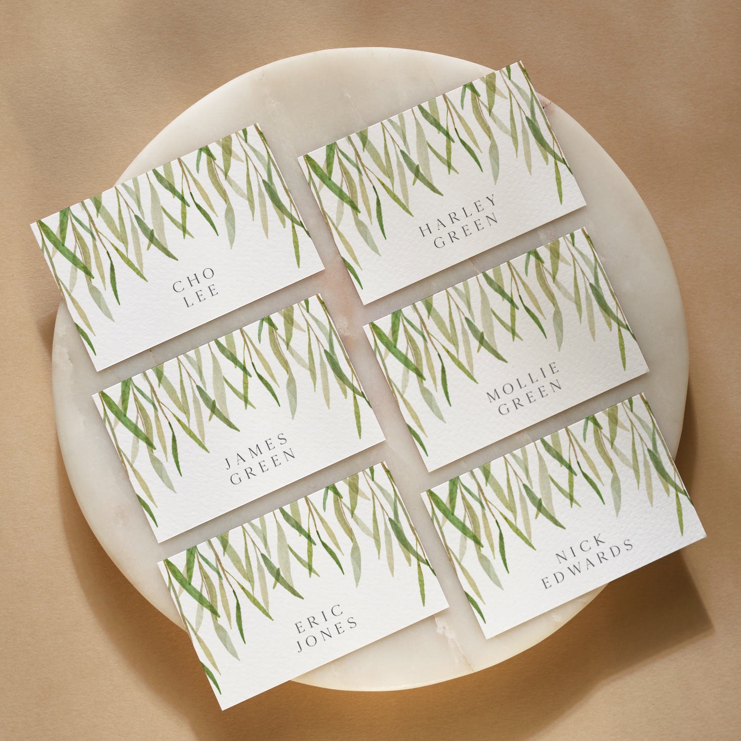 Watercolour Willow Tree Leaves Place Card 3.jpg