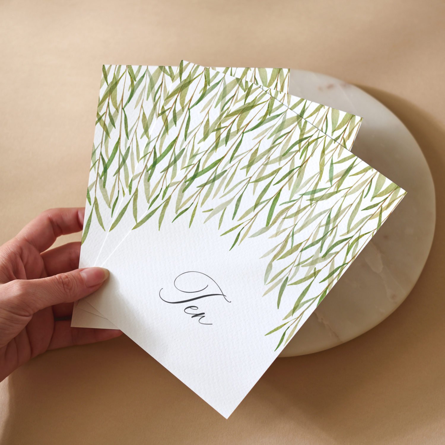 Watercolour Willow Tree Leaves Table Numbers 3.jpg