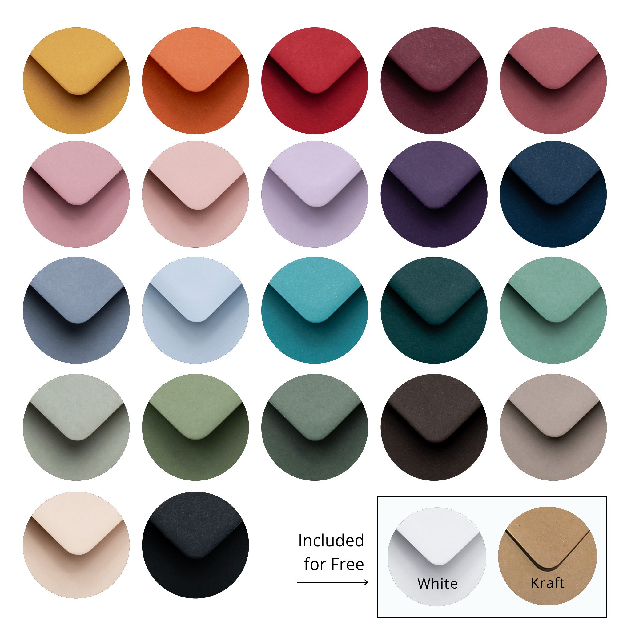 A selection of envelopes showing the different colour options