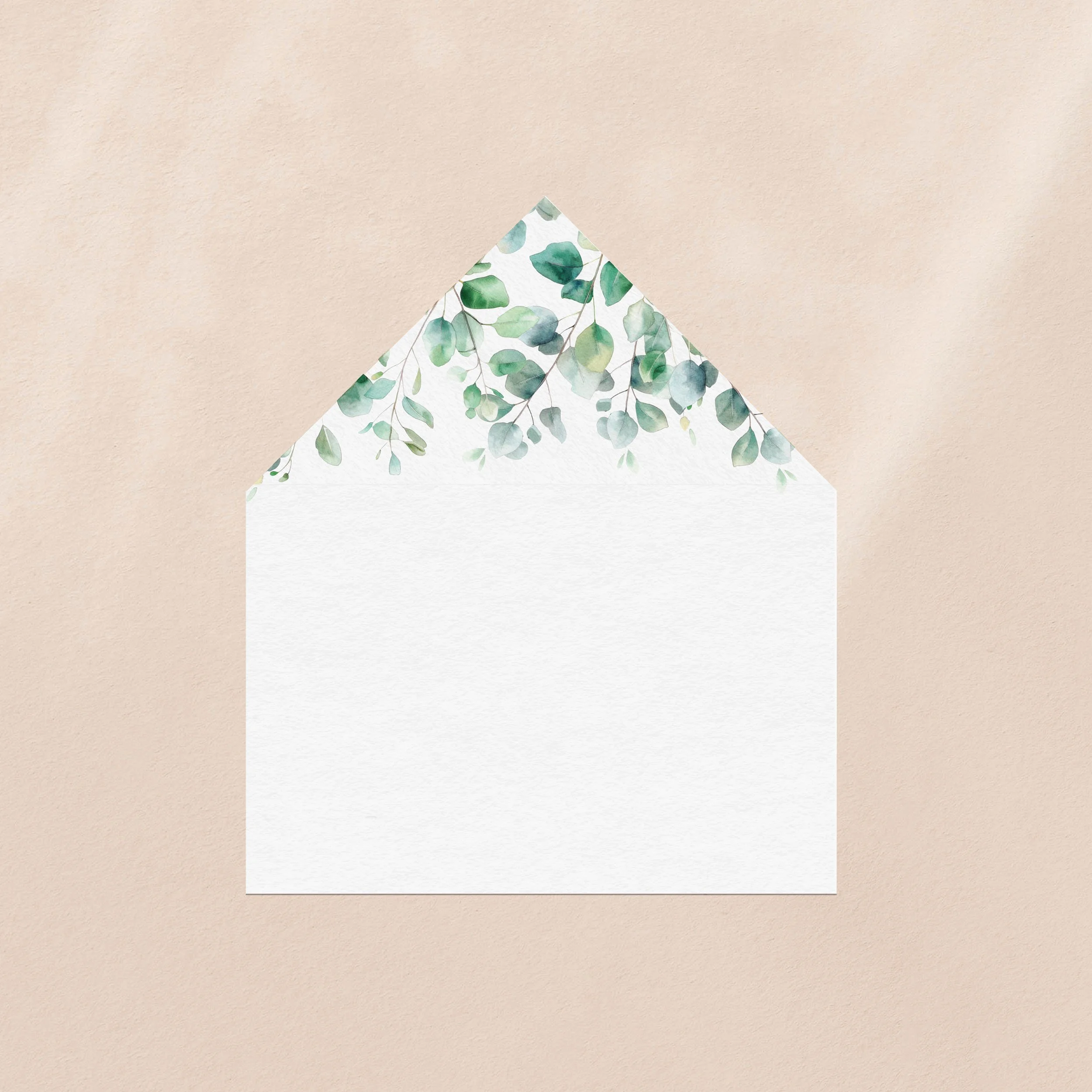 An envelope liner with a eucalyptus leaf design
