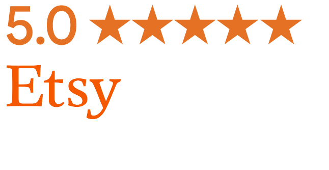 A 5 star Etsy review score for Pingle Pie Wedding Stationery