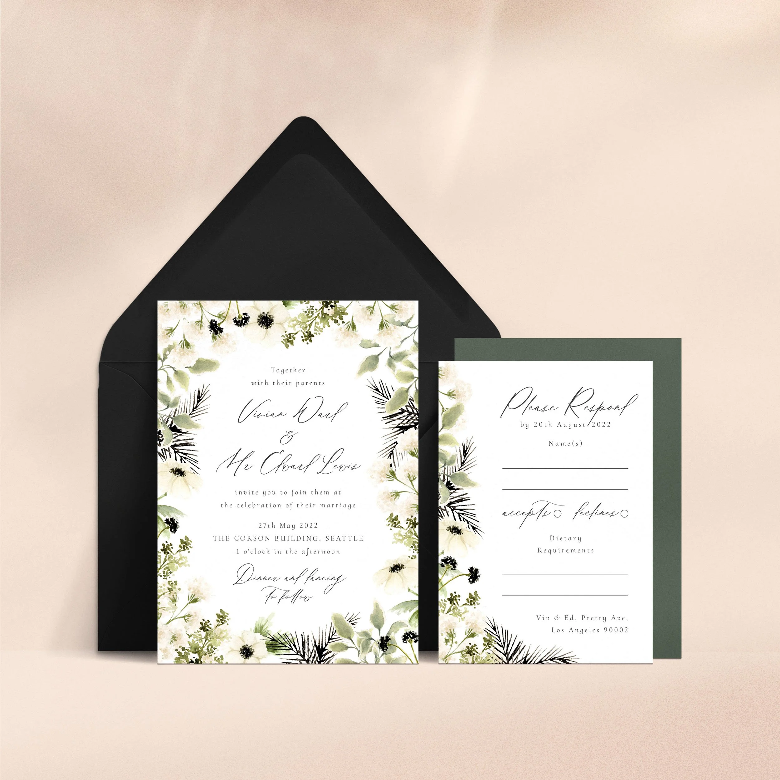 Midnight   Botanical, Floral, Winter  