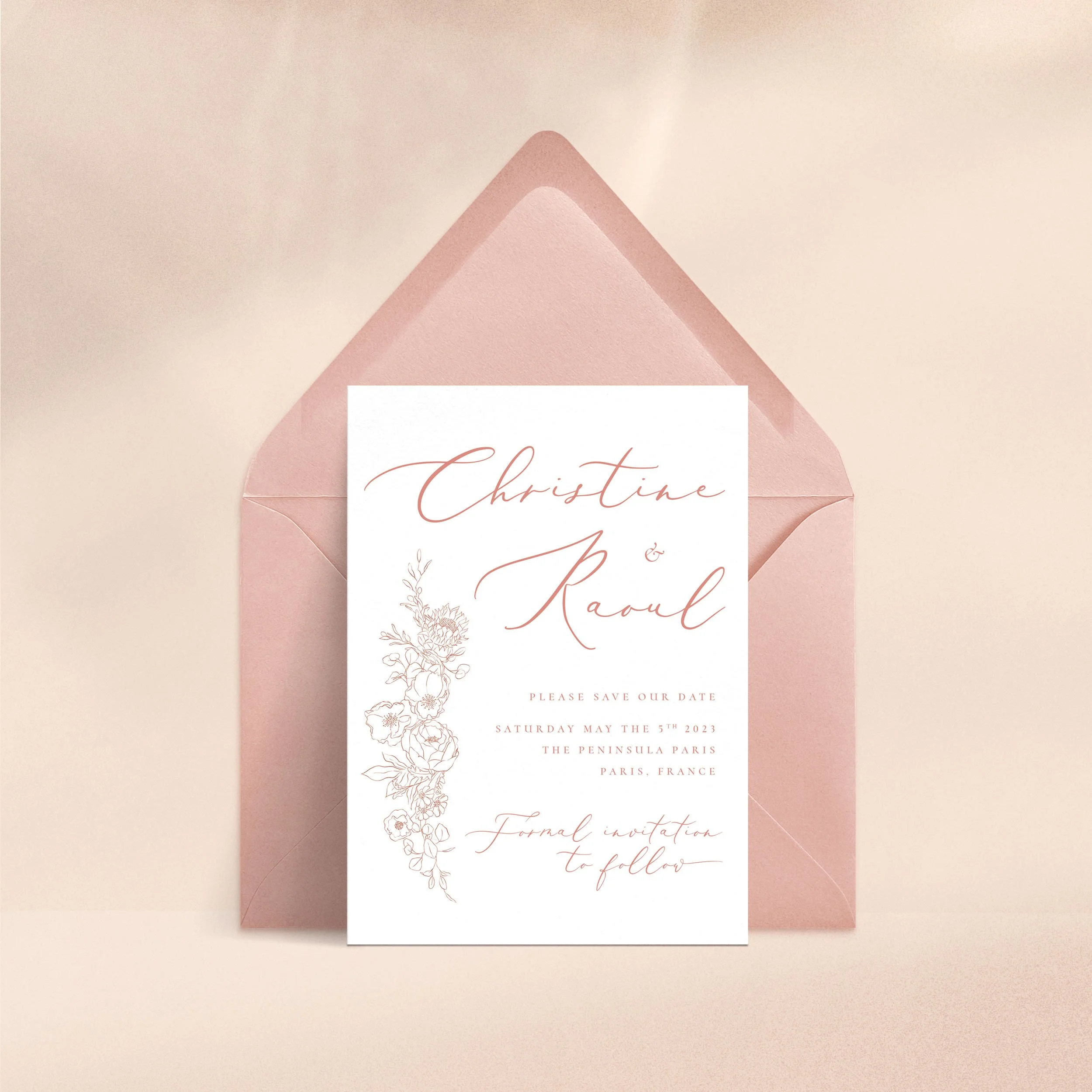 Blush Petals - Save the Date   Minimal  