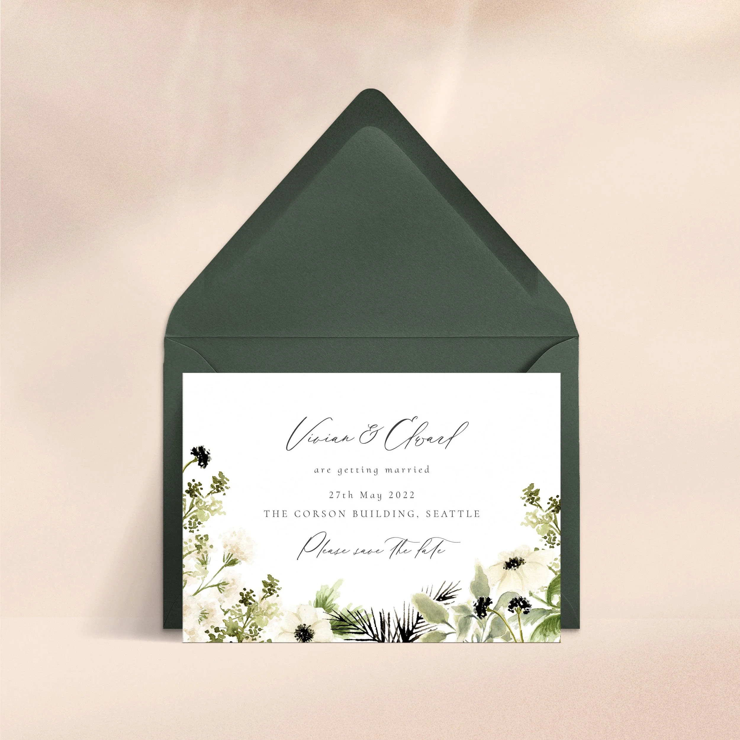 Midnight - Save the Date   Botanical, Floral, Winter  