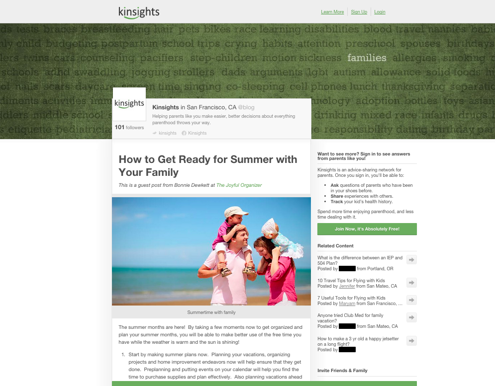 Kinsights: An Online Pediatric Health Record Keeper & Parenting Community Review