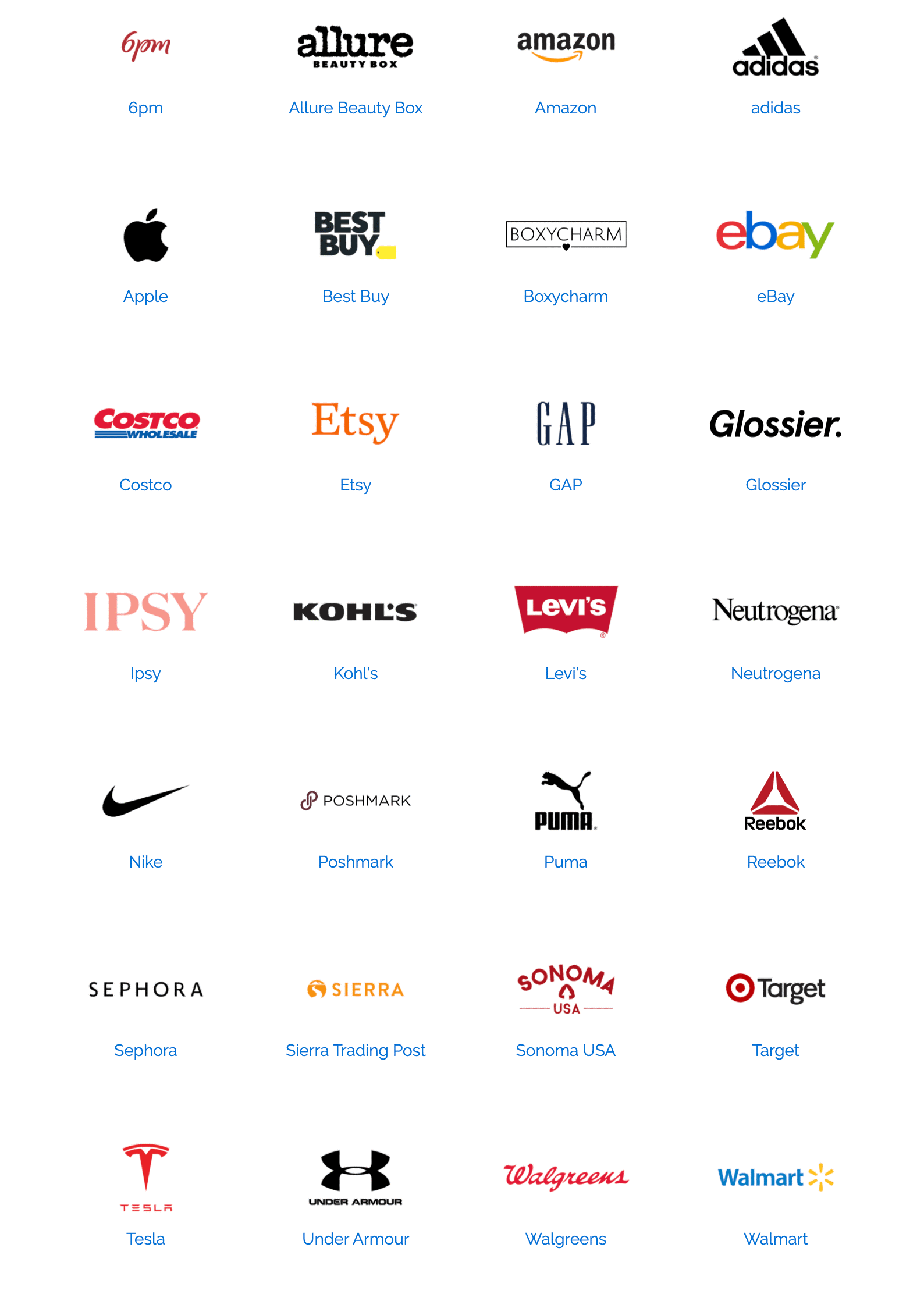 Popular US stores and brands | Source: Planet Express