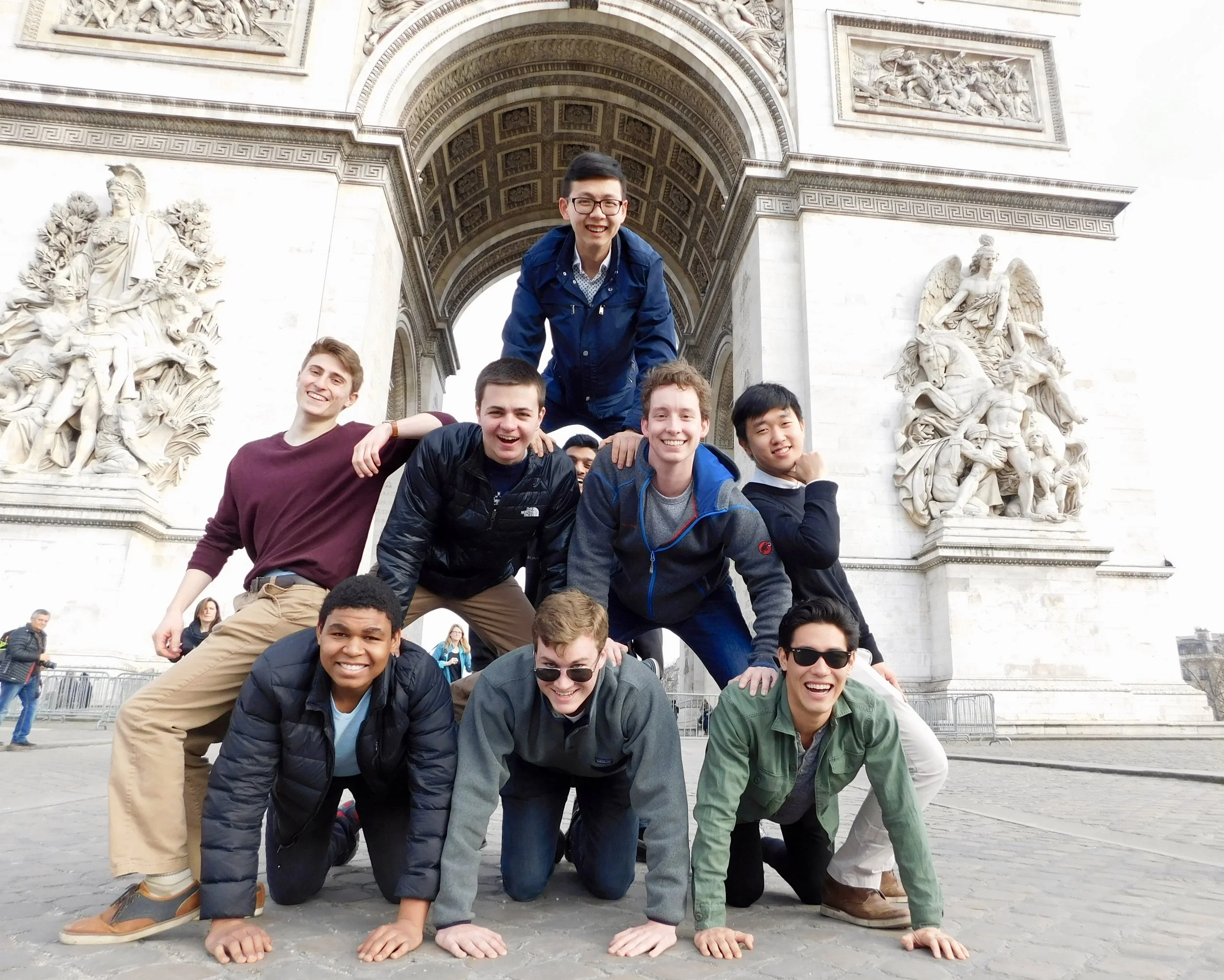 Alley Cat pyramid in front of the Arc de Triomphe
