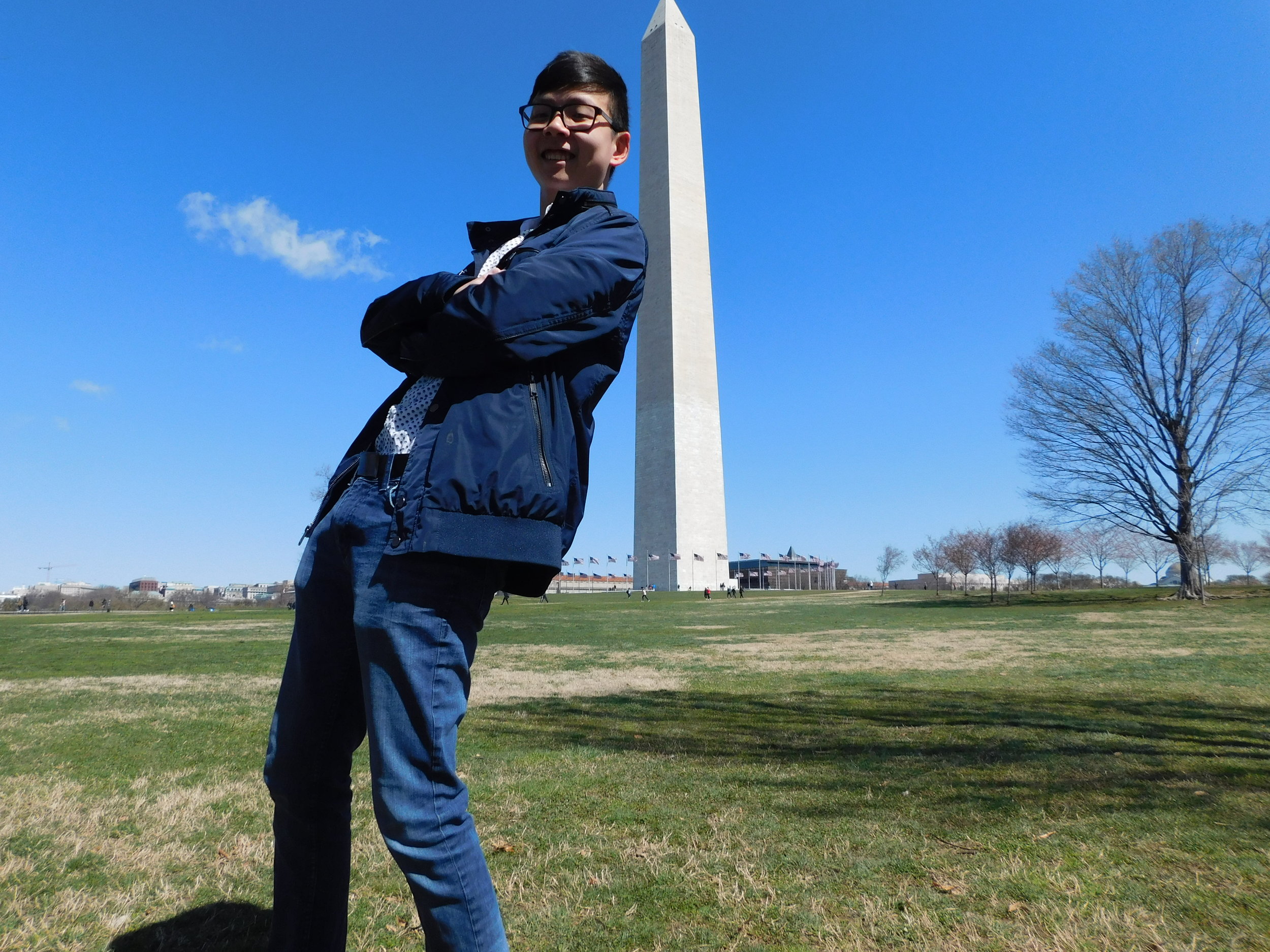  Dustin taking a Tourist photo with the Washington Monument 