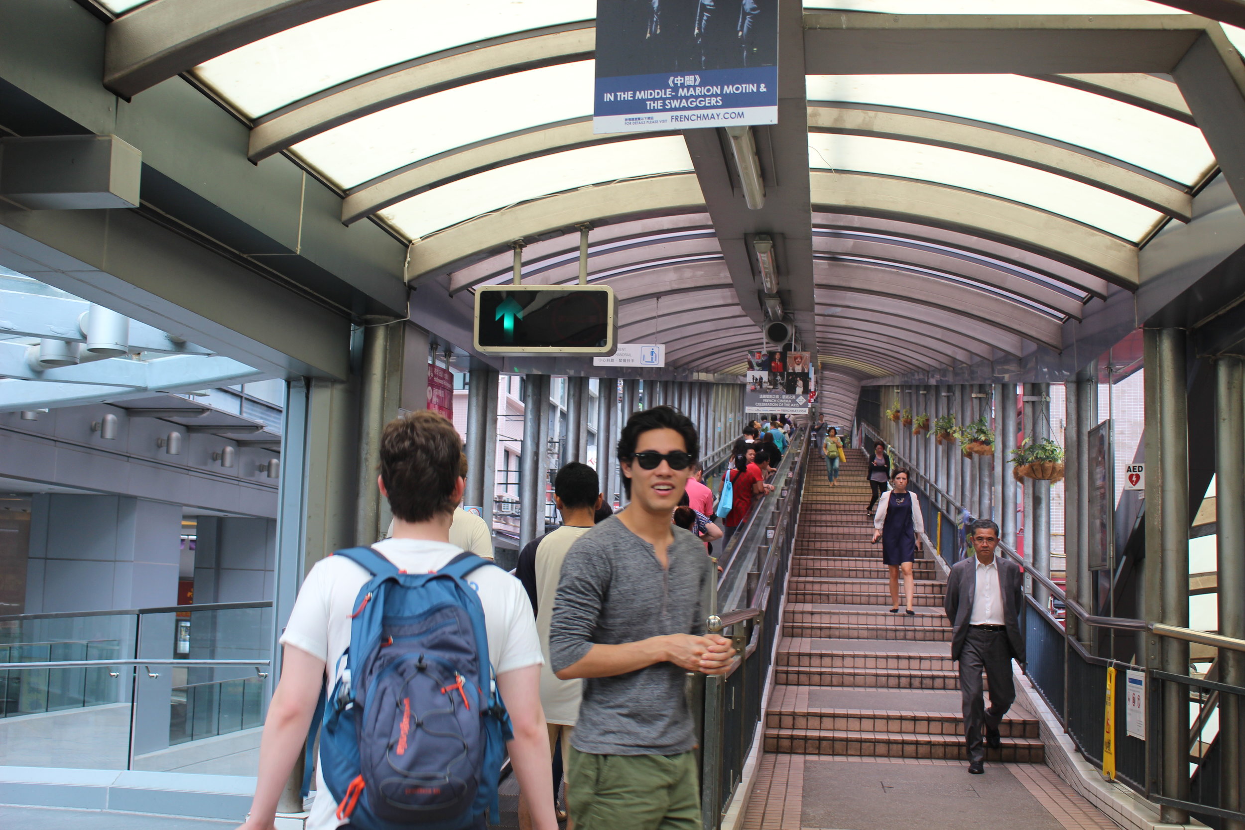  Robert ('20) getting ready to ride the longest escalator chain in the world 