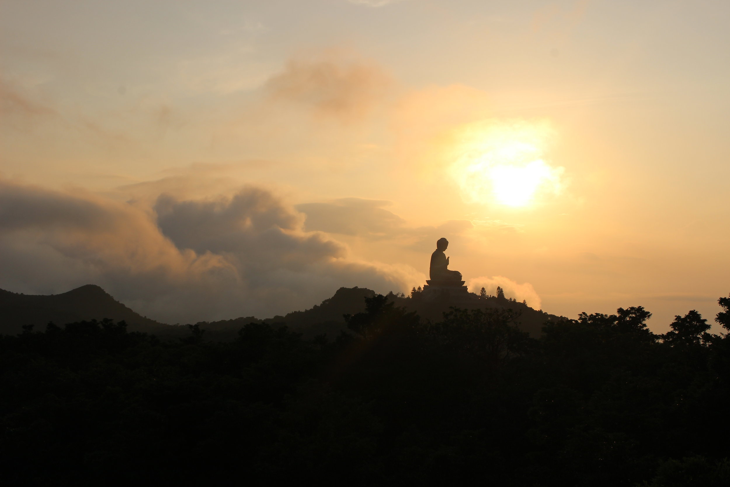  Buddha statue at sunset 