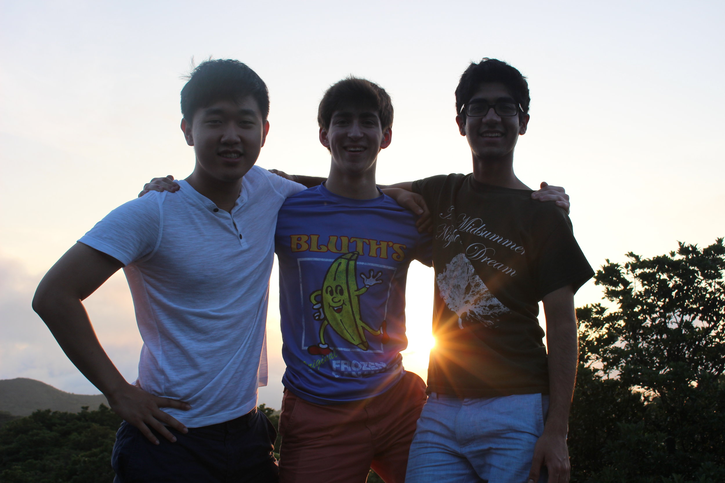 Our three Summer Tour managers: Arthur Hwang ('20), Jacob Clemente ('19), and Mohit Sani ('19) 