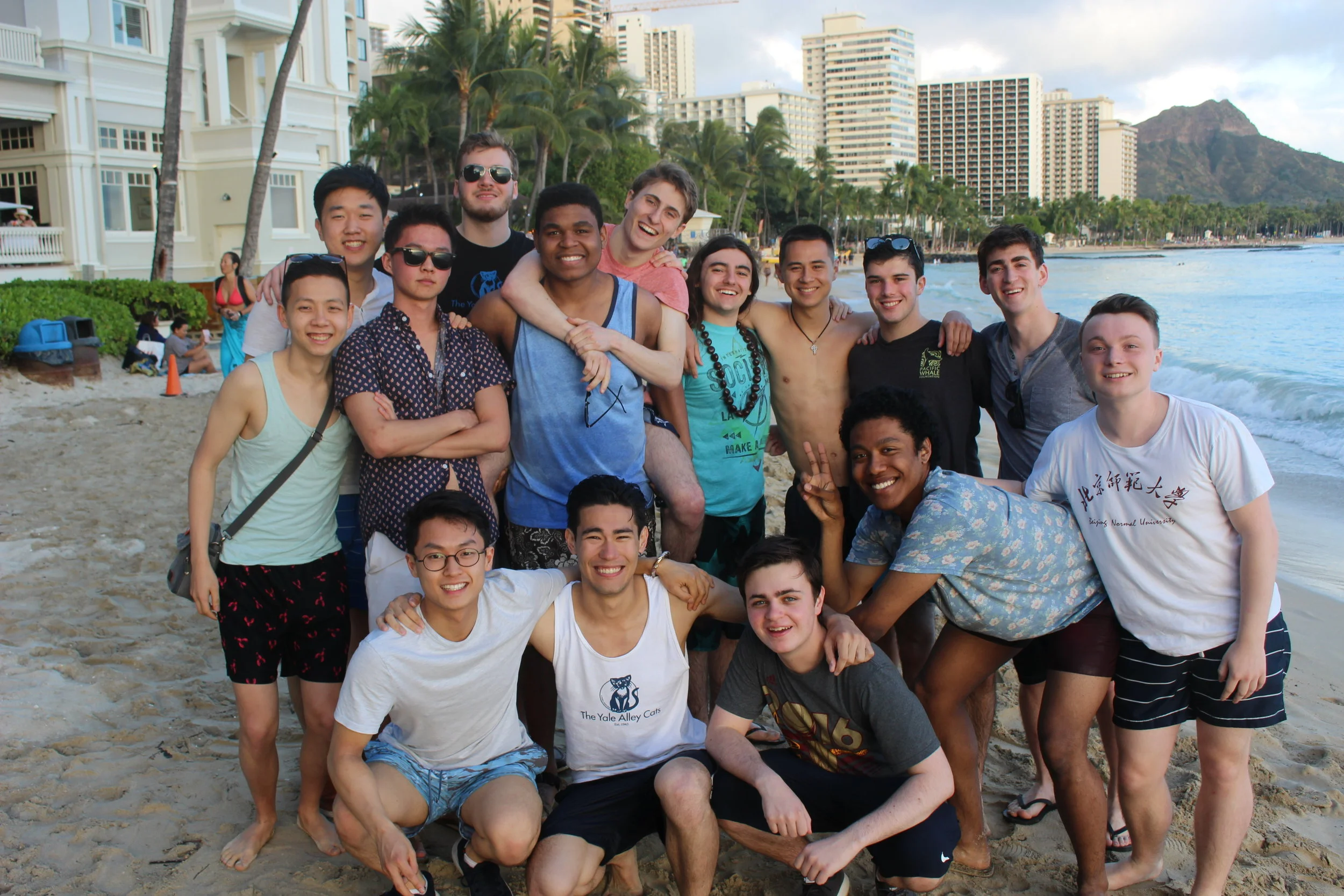 Group photo on Waikiki Beach in Honolulu