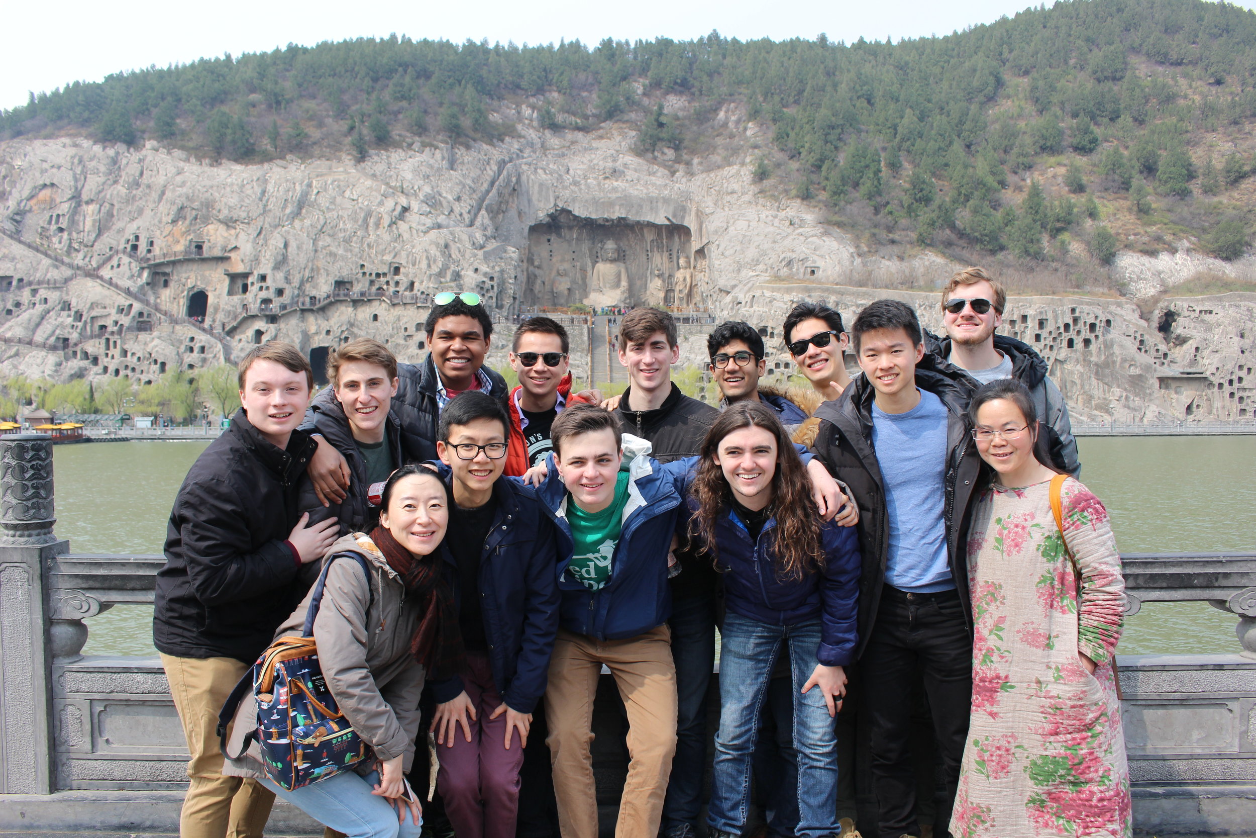  Photo with our guides at the Longmen Grotto in Luoyang 