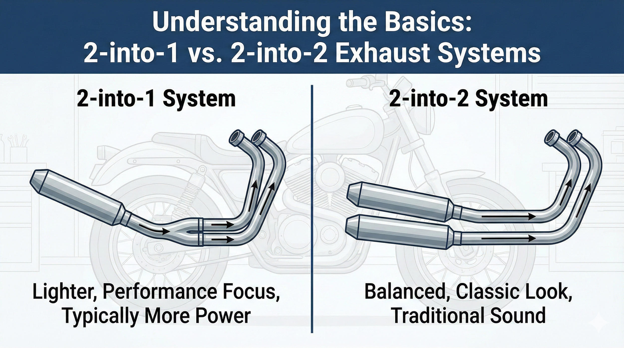 Understanding the Basics: 2-into-1 vs. 2-into-2 Exhaust Systems.