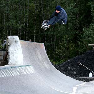 Ryan Williams frontside grab at the coal pad. 