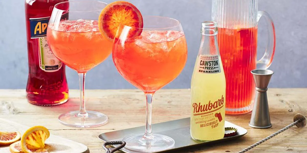 Rhubarb, gin and Aperol flavours come together in this twist