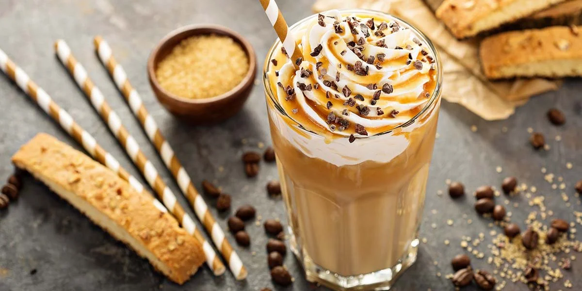 Boozy Caramel Frappuccino we've added gin to this famous iced coffee