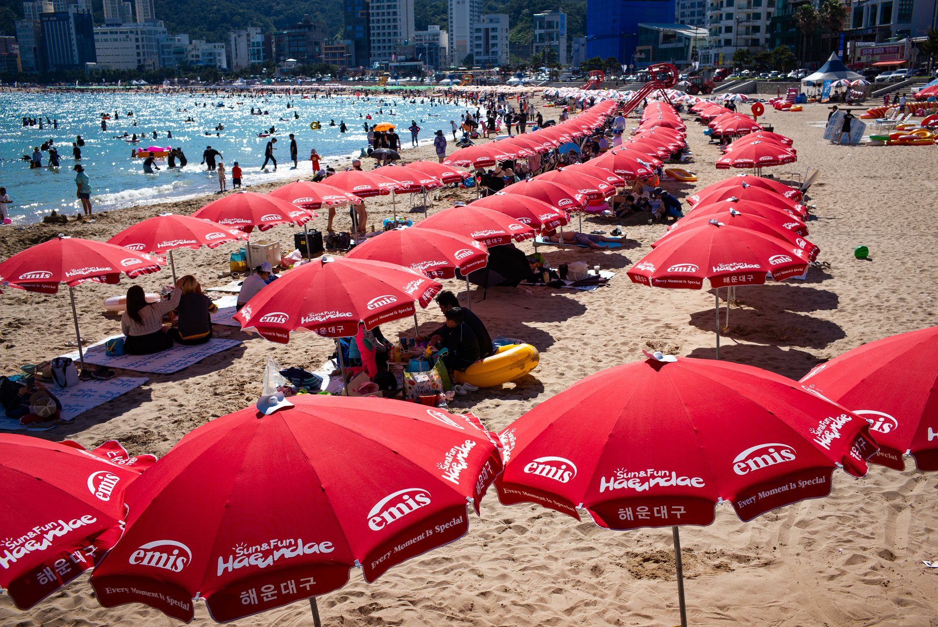 Songjeong beach on a hot summer afternoon.