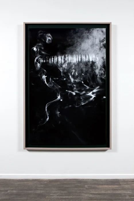 «Fraud Medium» 2012 Analogue silver gelatin print on baryta paper. Print size: 150 x 100 cm. Frame size: 164 x 114 cm. Ed: Unique + 1 AP - Installation view: Lars Morell «Fraud Medium» Norske Grafikere, Oslo. 31.01 - 24.02.2013. Documentation photos: Vegard Kleven