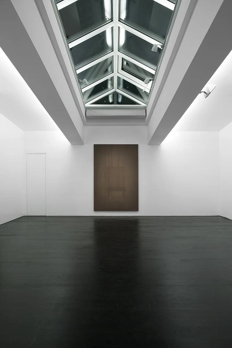 «Shadow Canvas» (2013) Shellac on Belgian linen /wooden stretcher 180 x 120 x 3.5 cm - Installation view: Lars Morell «Silent Codes» Choi & Lager, Cologne (13.09 - 26.10.2013)
