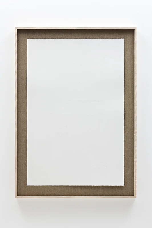«Phantom Print» (2013) Embossing on paper (Somerset Satin 300 gsm paper.) Paper size: 90 x 60 cm. Frame size: 104 x 74 x 4 cm.