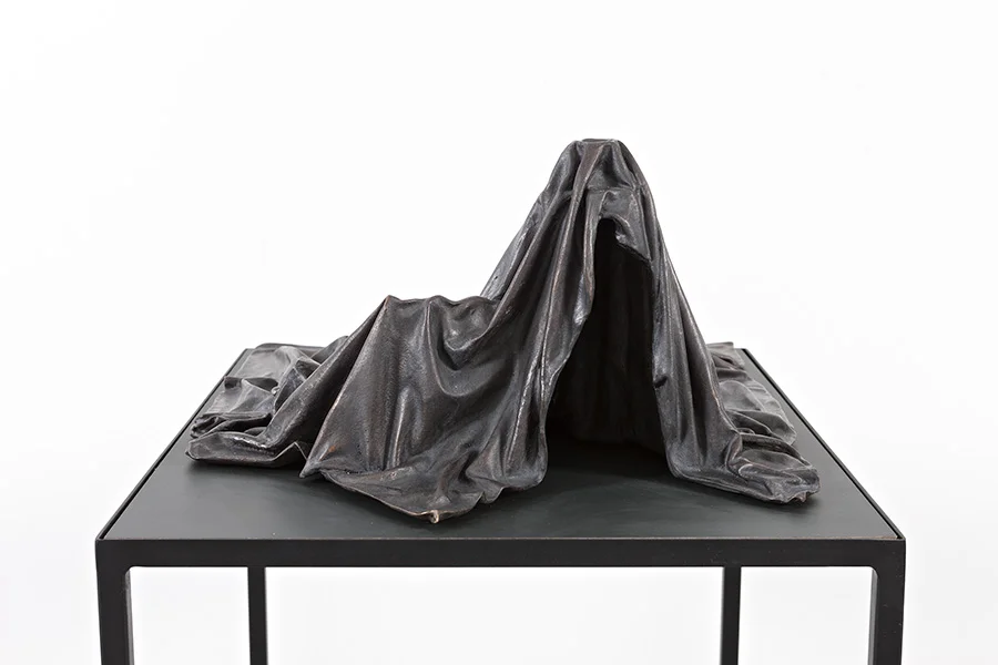 Silent Codes IV (2015) Bronze on steel and mdf table. Sculpture: 26 x 51 x 64 cm, table: 100 x 55 x 72 cm Edition: 1/3. Photo: Vegard Kleven