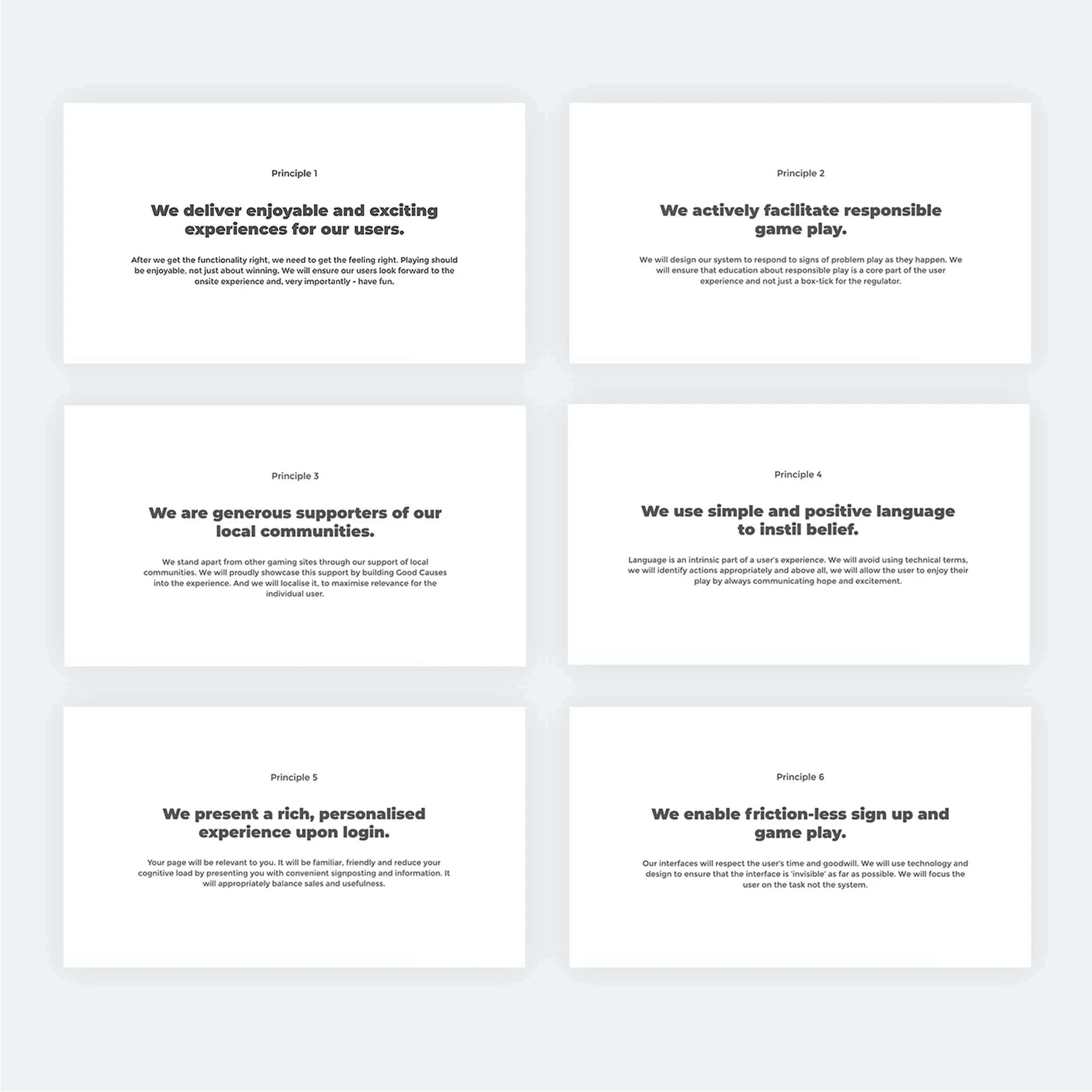 Design Principles I defined following my affinity mapping exercise