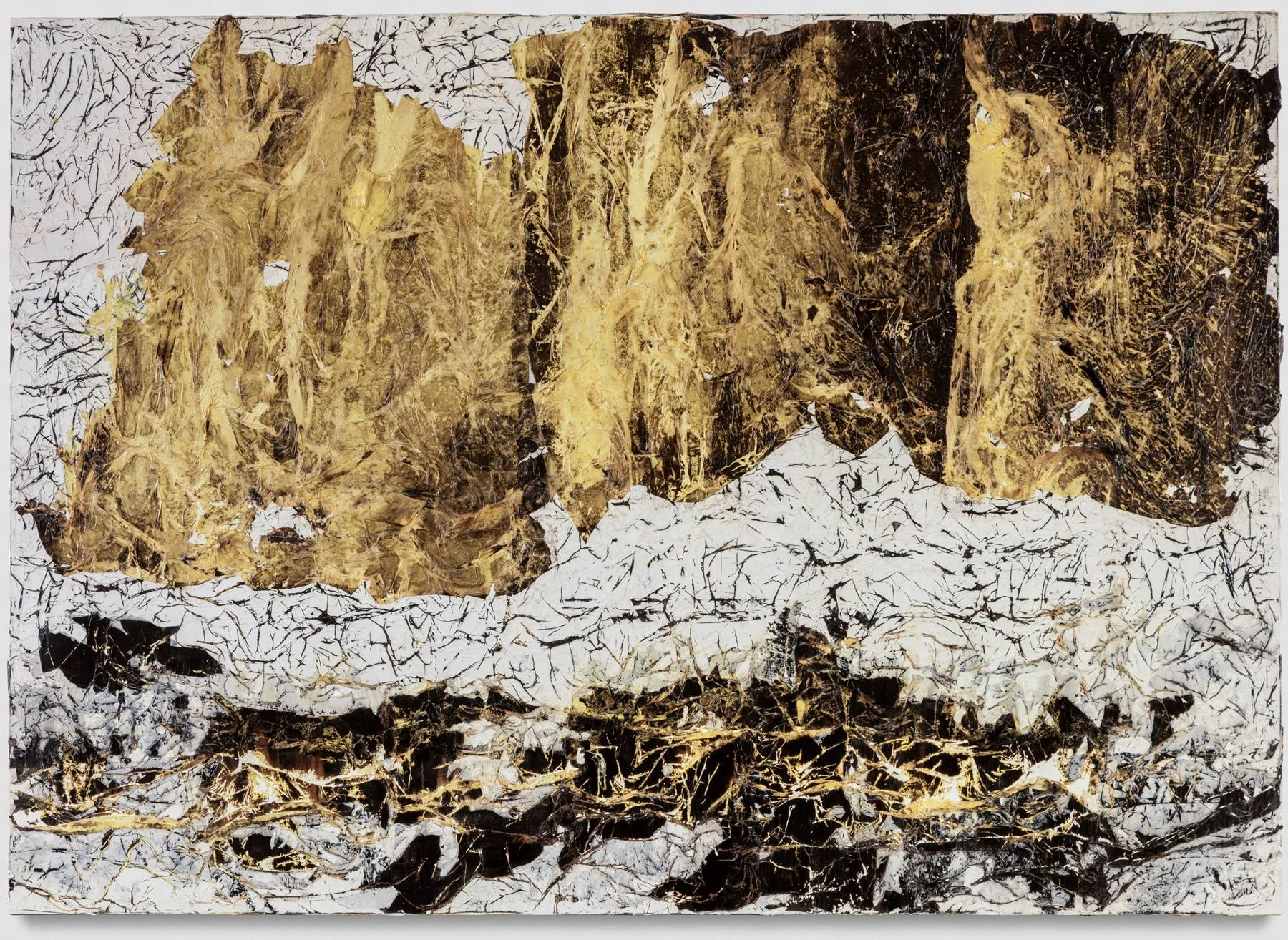 Mark Bradford, Butch Queen , 2016. Mixed media on canvas; 104-1/4 x 144-1/2 inches. Collection Albright-Knox Art Gallery, Buffalo, New York, George B. and Jenny R. Mathews Fund, by exchange, 2016. ©Mark Bradford. Photograph by Joshua White.