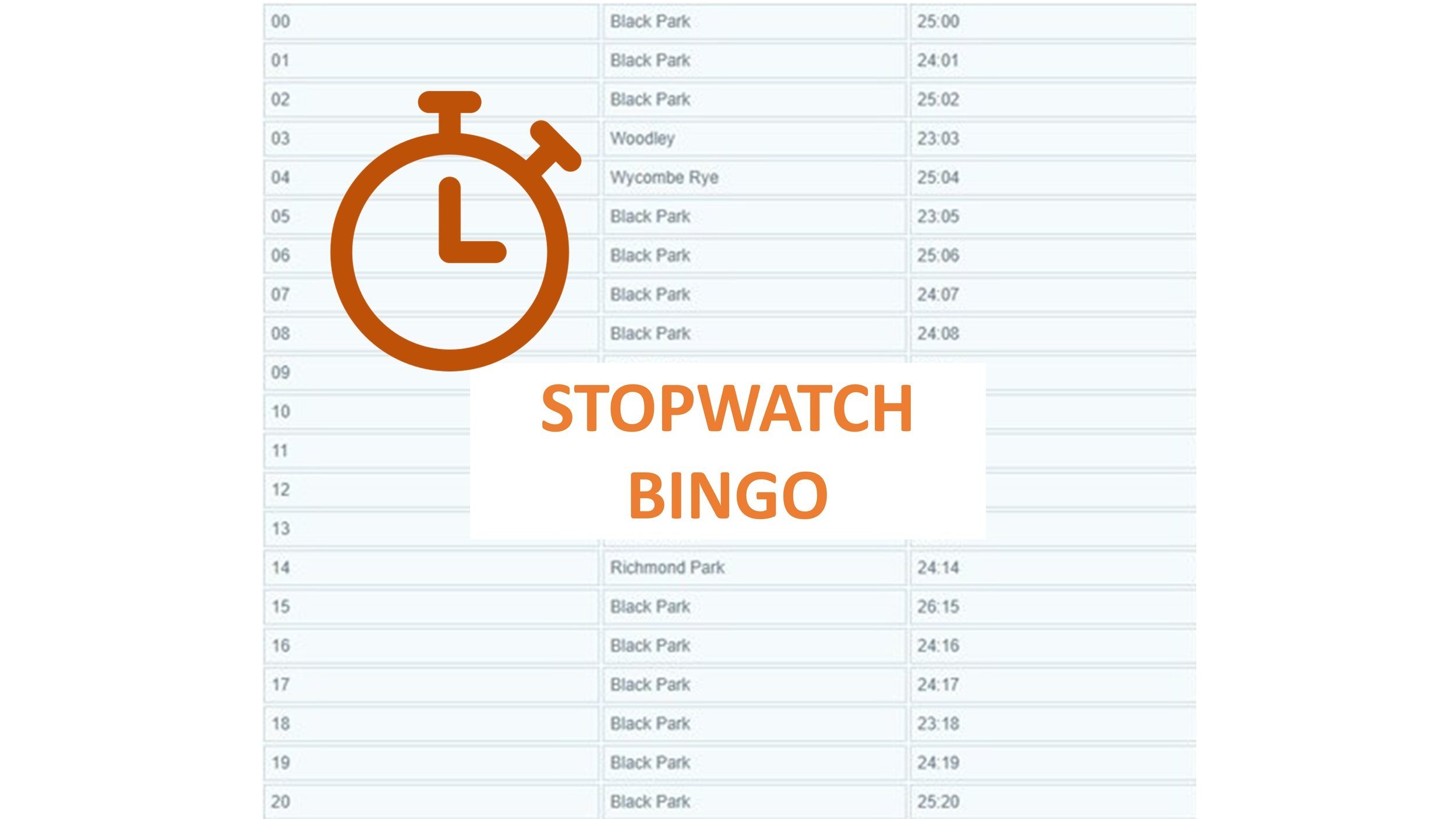 Stopwatch Bingo