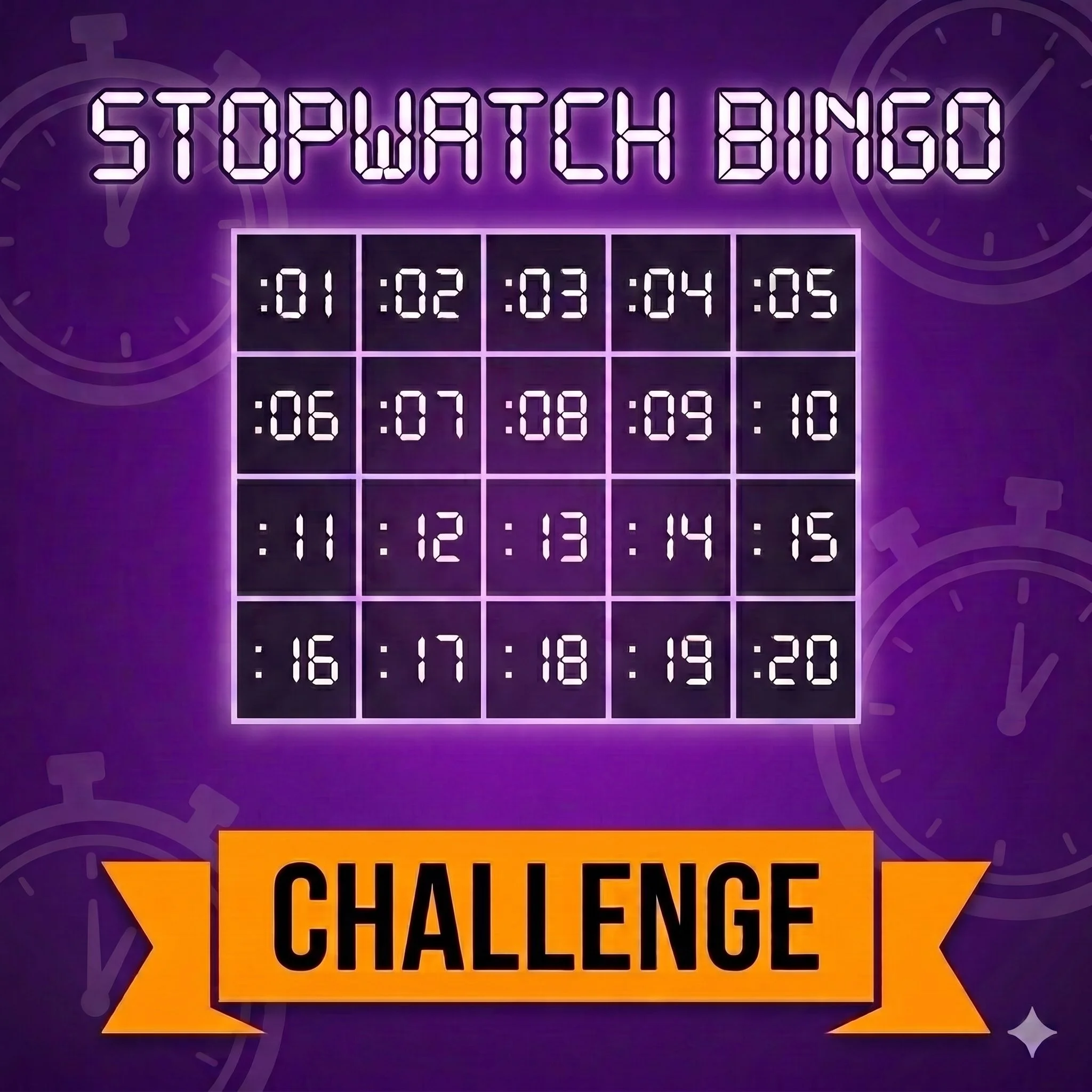 parkrun Stopwatch Bingo