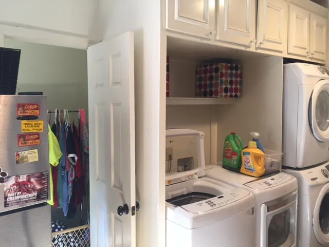 Before - The door led to a tiny, unused half bath.