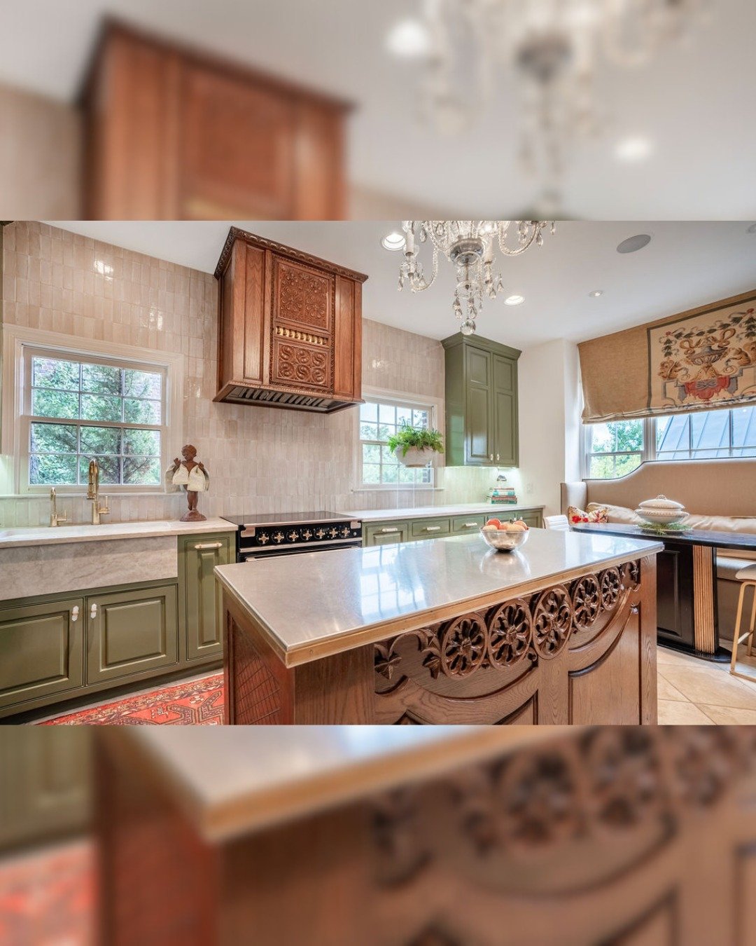 Taking an antique hutch and transforming it into a stunning range hood! The space that feels both modern and full of story, the perfect nod to the season. The layered textures and rich tones create a warmth that instantly draws you in. 

Would you go