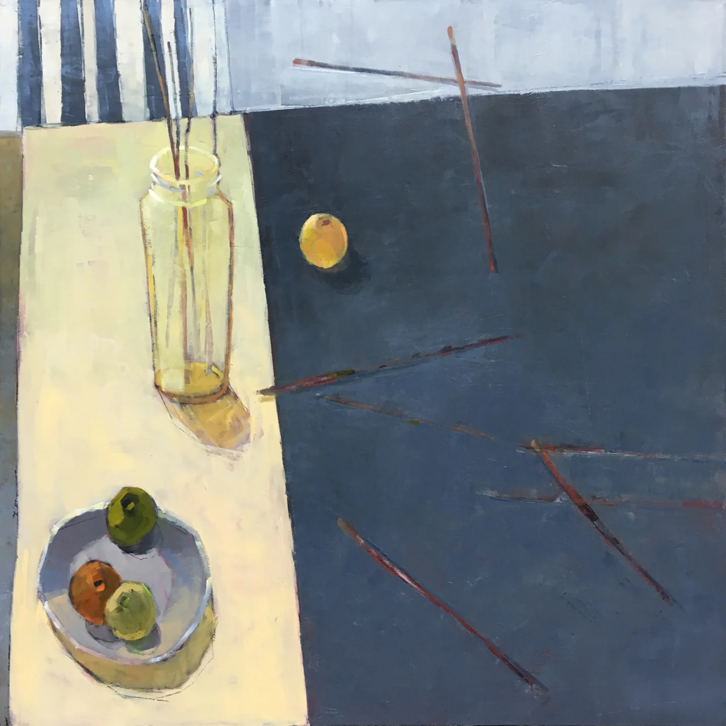 Yellow Vase with Brushes