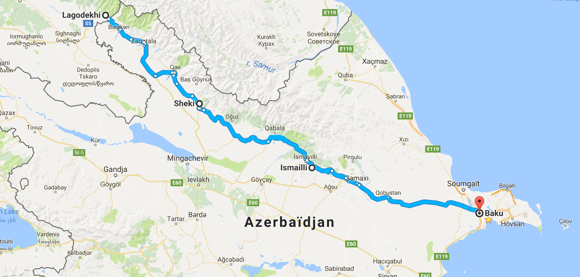415 km de la frontière à Baku.