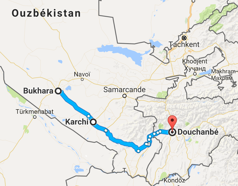 Fin du périple ouzbek, et entrée au Tadjikistan. Ligne de 550 km.