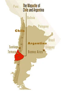 Territoire actuel des Mapuches au Chili et en Argentine (source: newworldencyclopedia.org).